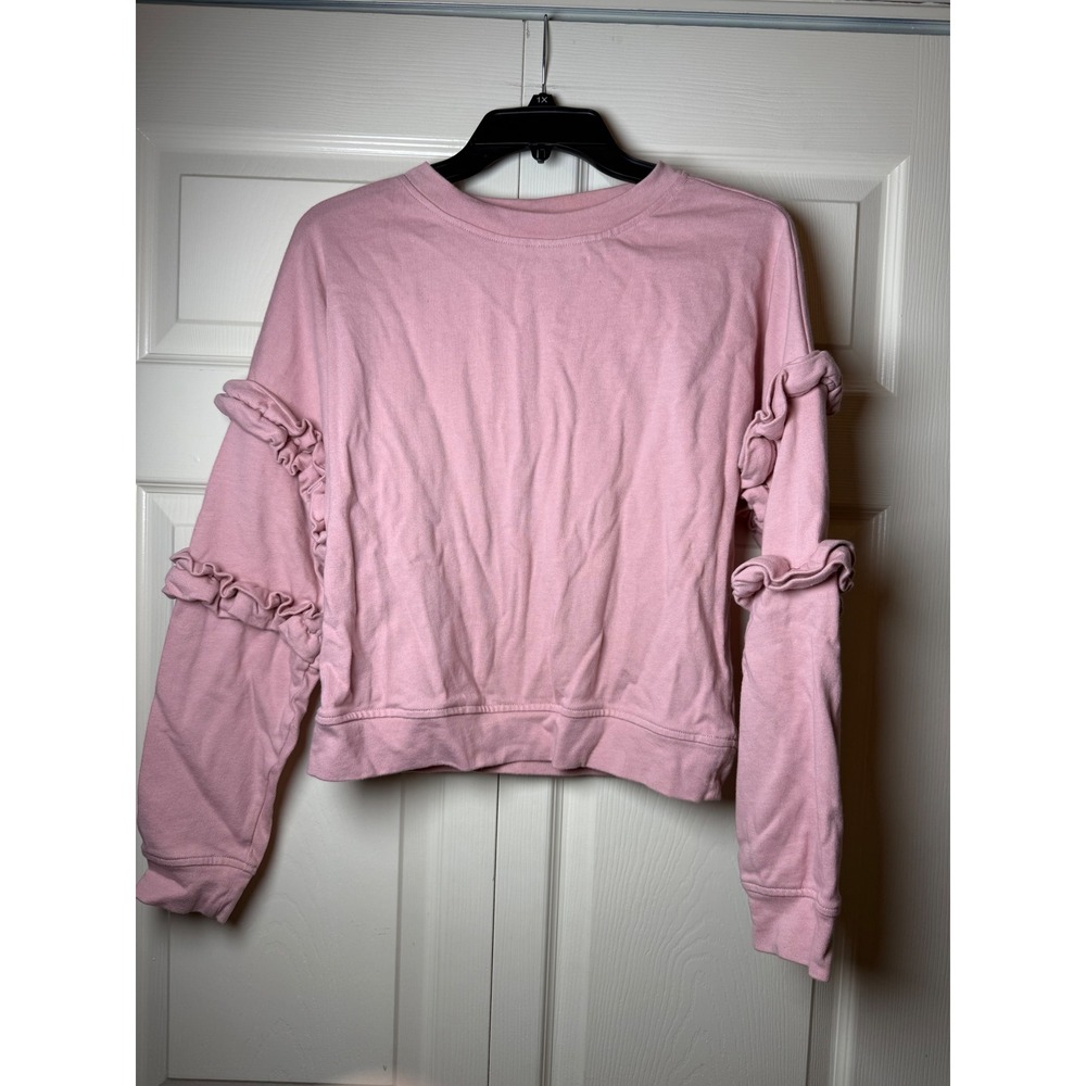 For The Republic‎ pink crewneck sweatshirt ruffle sleeves